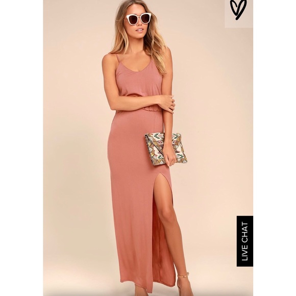 Lulus Dresses & Skirts - Lulu’s Watch the Sunset Dusty Rose Maxi Dress Sz M